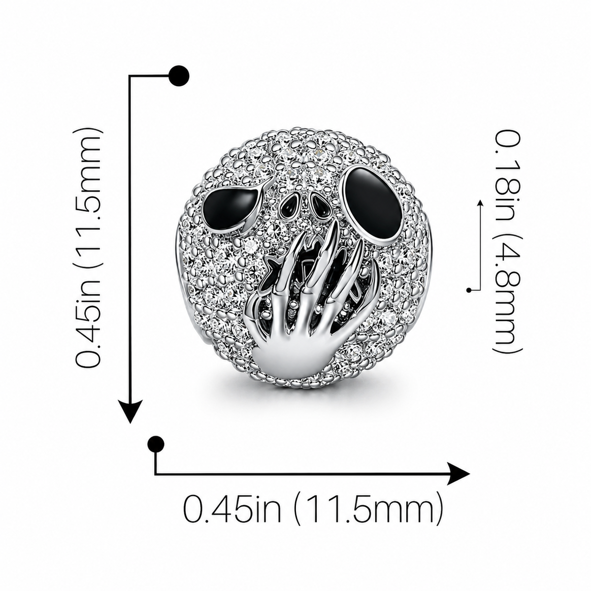 Maria Fonte Bead Charm Ciondolo Teschio Fantasma Zucca Halloween in Argento 925 con Zirconia Compatibile con Collane e Bracciali Pandora