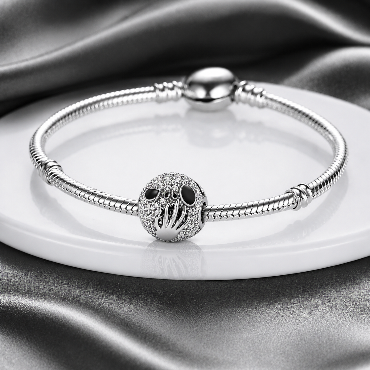 Maria Fonte Bead Charm Ciondolo Teschio Fantasma Zucca Halloween in Argento 925 con Zirconia Compatibile con Collane e Bracciali Pandora