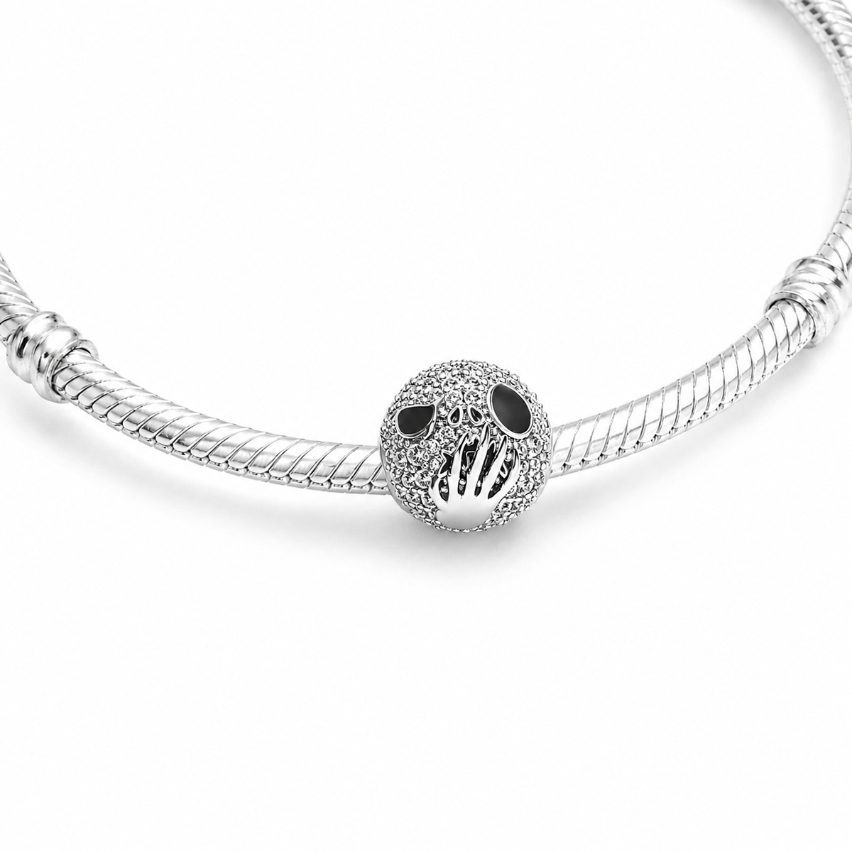 Maria Fonte Bead Charm Ciondolo Teschio Fantasma Zucca Halloween in Argento 925 con Zirconia Compatibile con Collane e Bracciali Pandora