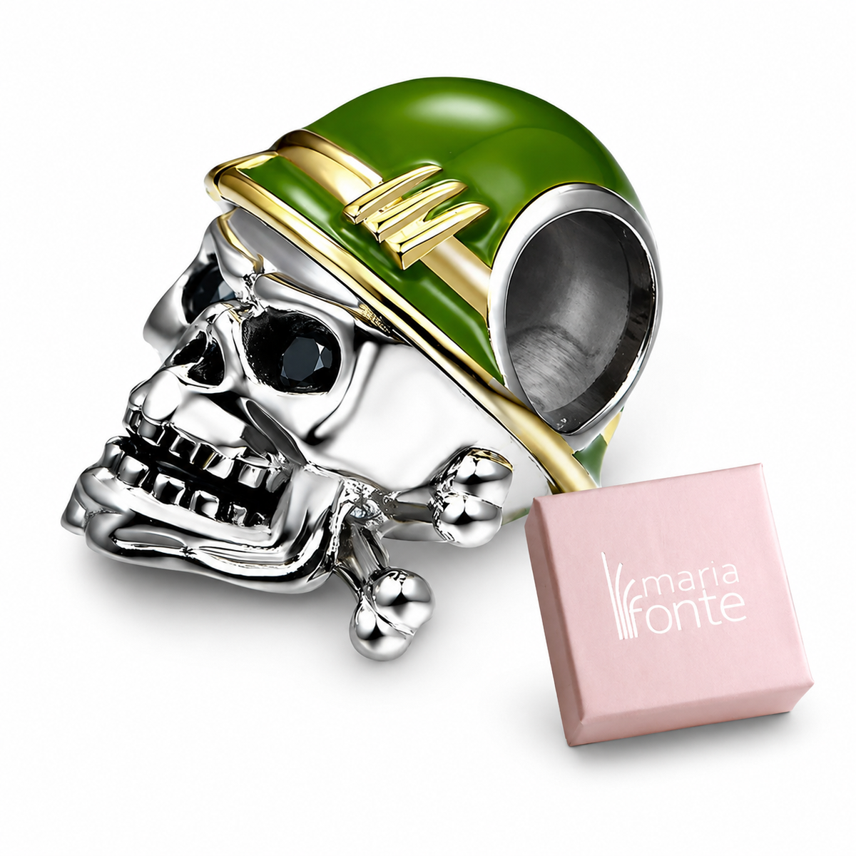 MariaFonte Bead Charm Ciondolo Teschio Ossa Skellington Halloween in Argento 925 Compatibile con Collane e Bracciali Pandora