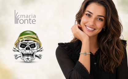 MariaFonte Bead Charm Ciondolo Teschio Ossa Skellington Halloween in Argento 925 Compatibile con Collane e Bracciali Pandora