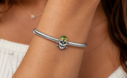 MariaFonte Bead Charm Ciondolo Teschio Ossa Skellington Halloween in Argento 925 Compatibile con Collane e Bracciali Pandora