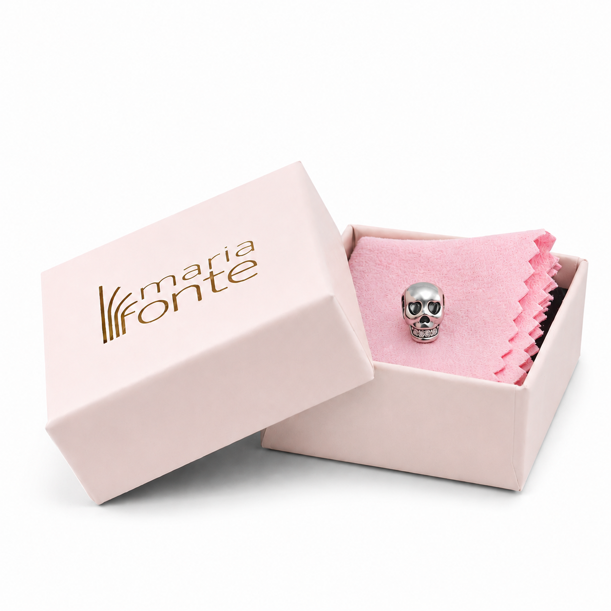 MariaFonte Bead Charm Teschio in Argento 925 con Zirconia Compatibile con Collane e Bracciali Pandora