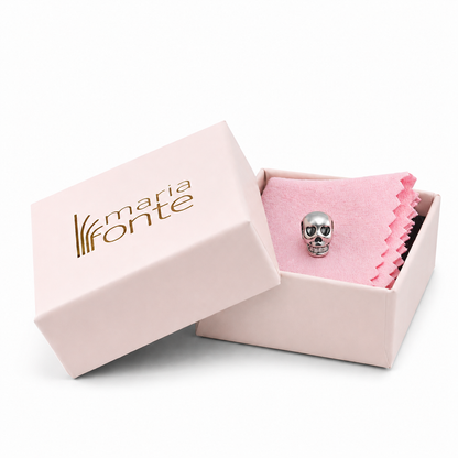 MariaFonte Bead Charm Teschio in Argento 925 con Zirconia Compatibile con Collane e Bracciali Pandora