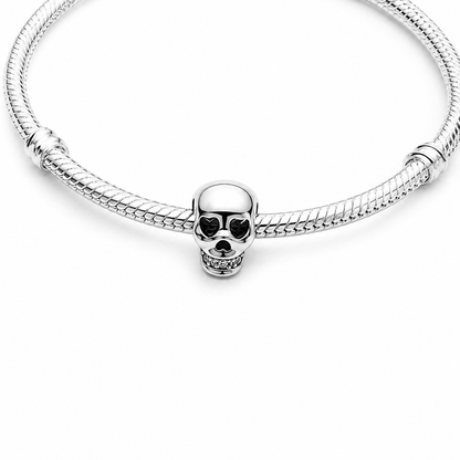 MariaFonte Bead Charm Teschio in Argento 925 con Zirconia Compatibile con Collane e Bracciali Pandora