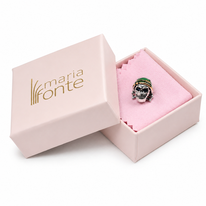 MariaFonte Bead Charm Ciondolo Teschio Ossa Skellington Halloween in Argento 925 Compatibile con Collane e Bracciali Pandora