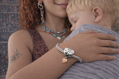 MariaFonte Bead Charm Cuore Thanks for being my Mom (grazie per essere la mia mamma) Argento 925 Compatibile con Collane e Bracciali Pandora