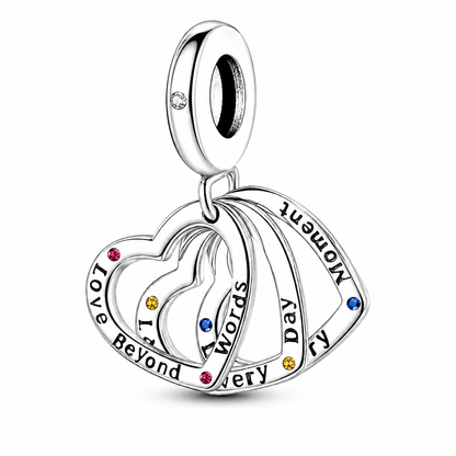 Maria Fonte Bead Charm Cuore Triplo in Argento 925 con Zirconia Compatibile con Collane e Bracciali Pandora