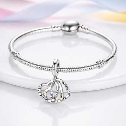 Maria Fonte Bead Charm Cuore Triplo in Argento 925 con Zirconia Compatibile con Collane e Bracciali Pandora