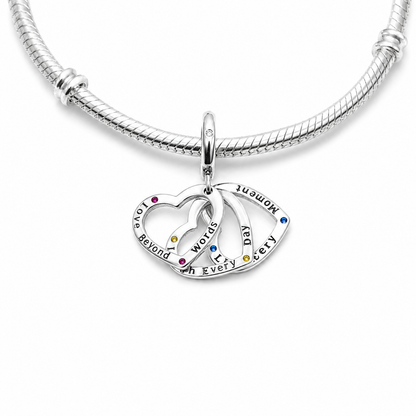 Maria Fonte Bead Charm Cuore Triplo in Argento 925 con Zirconia Compatibile con Collane e Bracciali Pandora