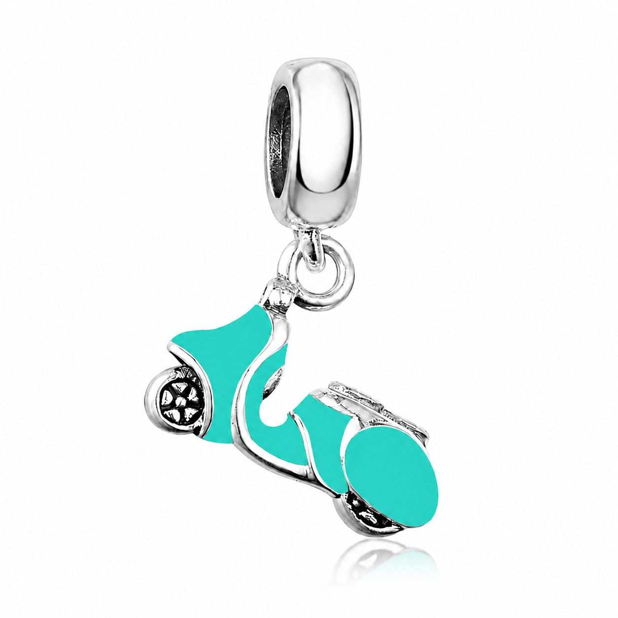 MariaFonte Bead Charm Ciondolo Vespa Scooter Moto Turchese in Argento 925 Compatibile con Collane e Bracciali