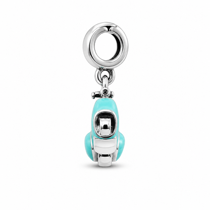 MariaFonte Bead Charm Ciondolo Vespa Scooter Moto Turchese in Argento 925 Compatibile con Collane e Bracciali