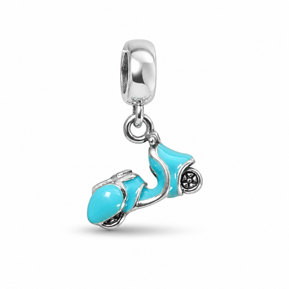 MariaFonte Bead Charm Ciondolo Vespa Scooter Moto Turchese in Argento 925 Compatibile con Collane e Bracciali