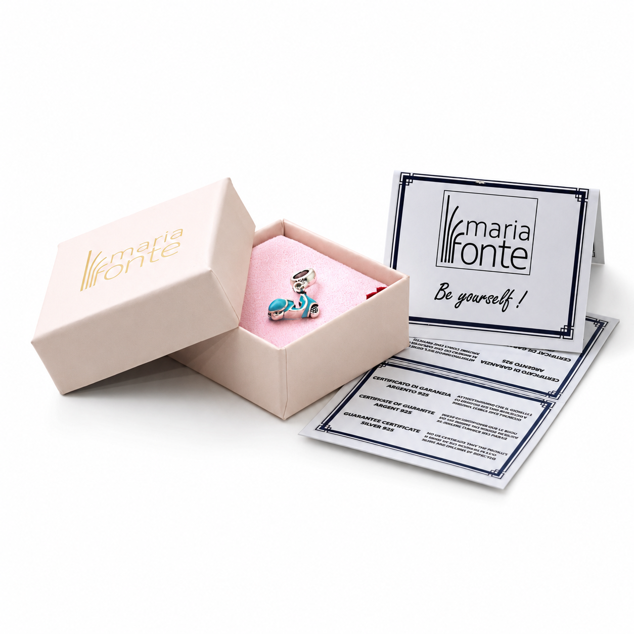 MariaFonte Bead Charm Ciondolo Vespa Scooter Moto Turchese in Argento 925 Compatibile con Collane e Bracciali