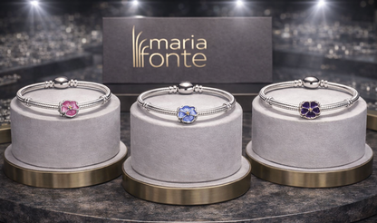 Maria Fonte Bead Charm Ciondolo Viola del Pensiero in argento 925 Compatibile con Collane e Bracciali Pandora Colore Rosa Blu e Viola