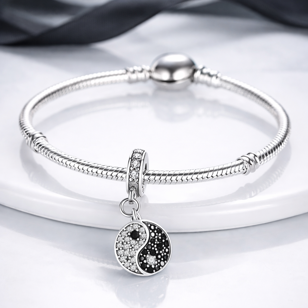 MariaFonte Charm Yin Yang  in Argento Compatibile con Collane e Bracciali Pandora