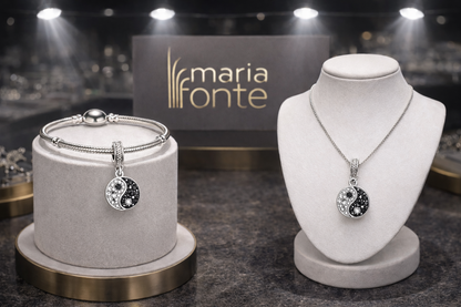 MariaFonte Charm Yin Yang  in Argento Compatibile con Collane e Bracciali Pandora