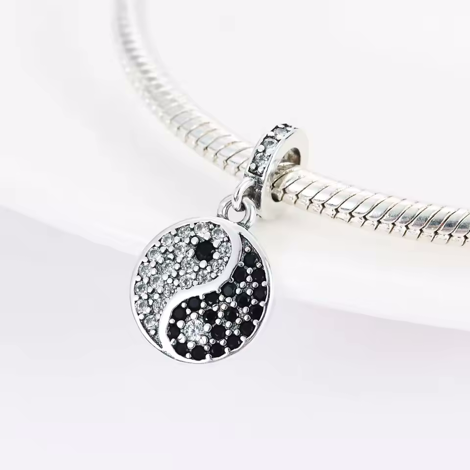 MariaFonte Charm Yin Yang  in Argento Compatibile con Collane e Bracciali Pandora