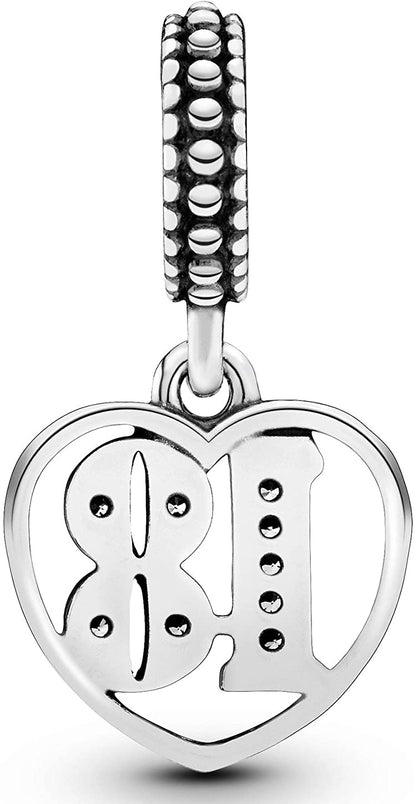 MariaFonte Charm 18 Anni Argento Sterling 925 Compatibile con Collane e Bracciali Pandora