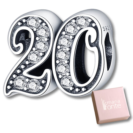 MariaFonte Bead Charm 20 Anni Argento 925 Compatibile con Collane e Bracciali Pandora