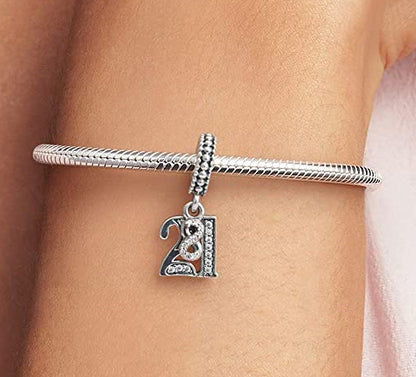 MariaFonte Bead Charm 21 Anni in Argento 925 Compatibile con Collane e Bracciali Pandora