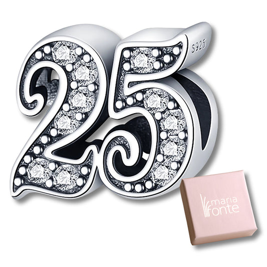 Maria Fonte Bead Charm 25 Anni Argento 925 Compatibile con Collane e Bracciali Pandora