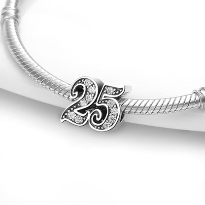 Maria Fonte Bead Charm 25 Anni Argento 925 Compatibile con Collane e Bracciali Pandora