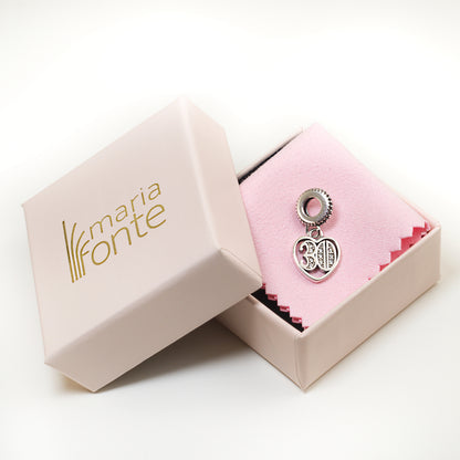 MariaFonte Bead Charm 30 Anni in Argento 925 Compatibile con Collane e Bracciali Pandora