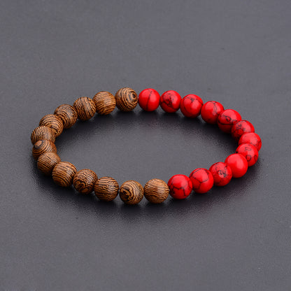 Ethnic Bracelet with Red Wood Beads