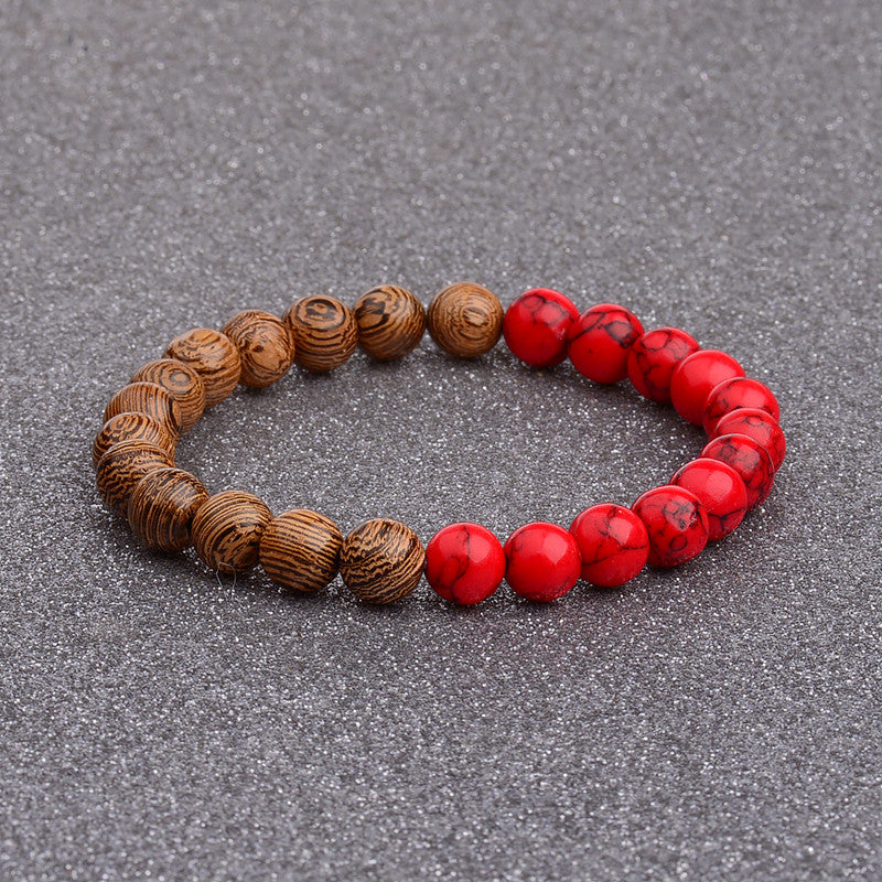 Ethnic Bracelet with Red Wood Beads