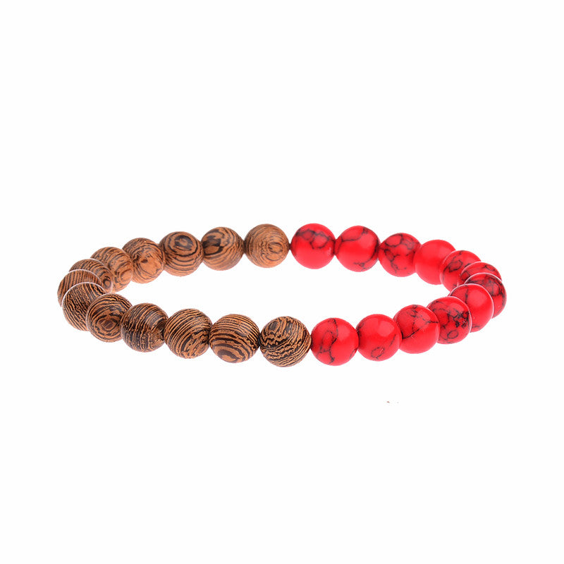 Ethnic Bracelet with Red Wood Beads