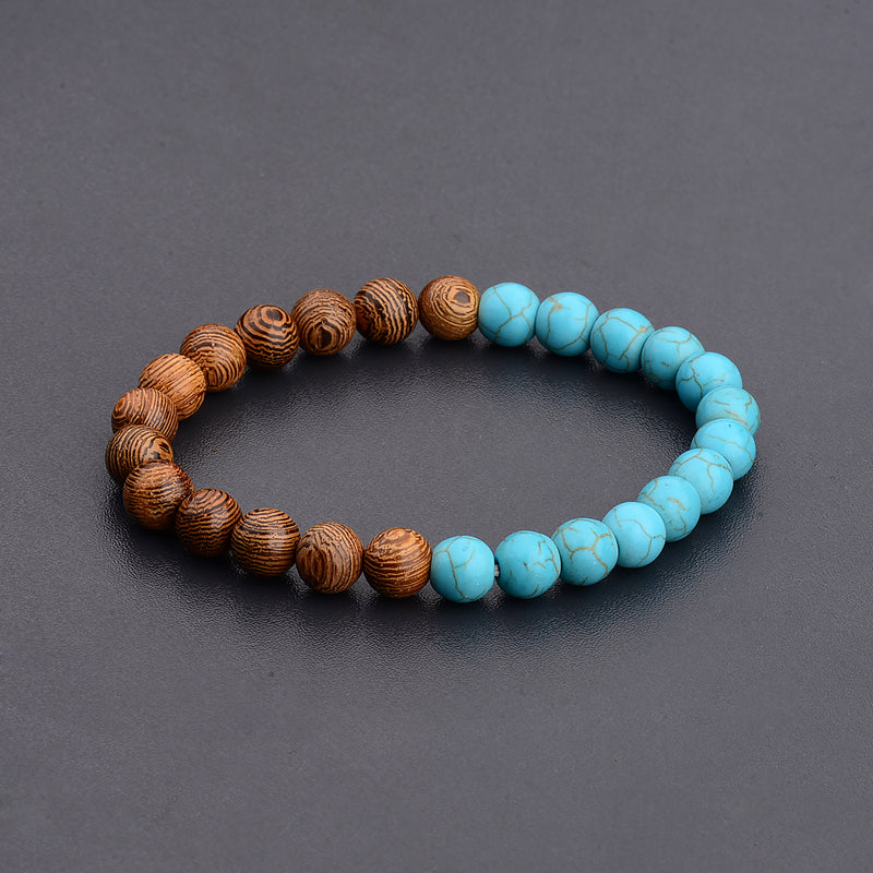 Ethnic Bracelet with Blue Wood Beads