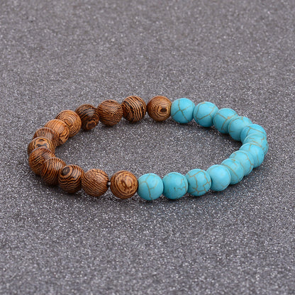 Ethnic Bracelet with Blue Wood Beads