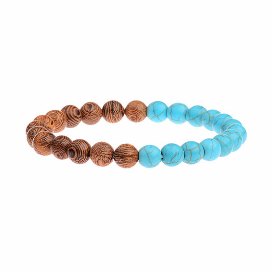 Ethnic Bracelet with Blue Wood Beads