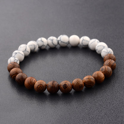 Ethnic Bracelet with White Wood Beads