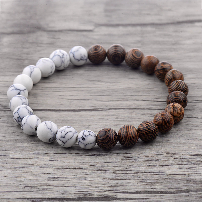 Ethnic Bracelet with White Wood Beads