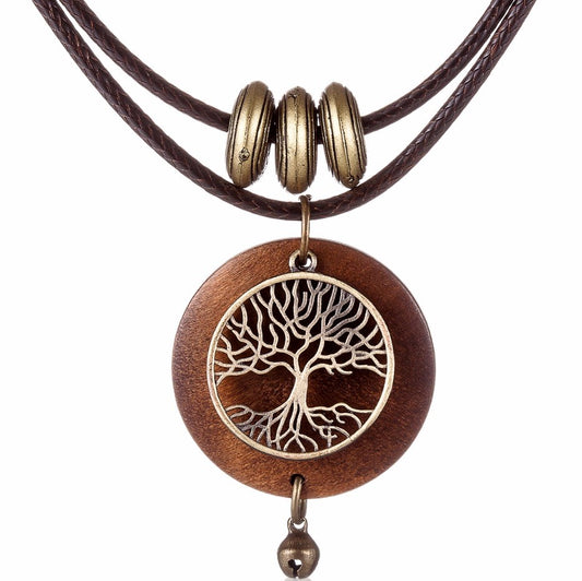 Tree of Life Necklace in Wood and Alloy