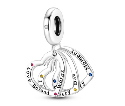 Maria Fonte Bead Charm Cuore Triplo in Argento 925 con Zirconia Compatibile con Collane e Bracciali Pandora