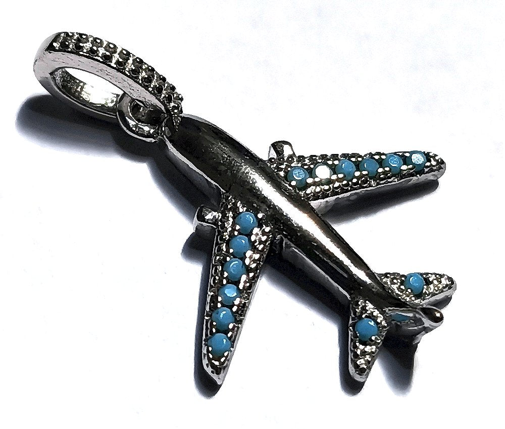 Charm Aeroplano Pietre preziose Argento 925