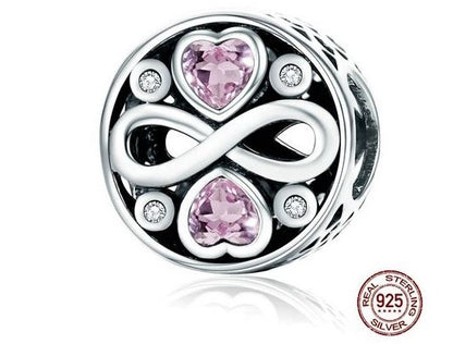 Maria Fonte Bead Charm Amore Infinito in Argento 925 con Zirconia Compatibile con Collane e Bracciali Pandora