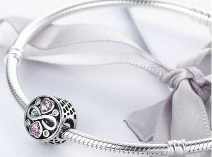 Maria Fonte Bead Charm Amore Infinito in Argento 925 con Zirconia Compatibile con Collane e Bracciali Pandora