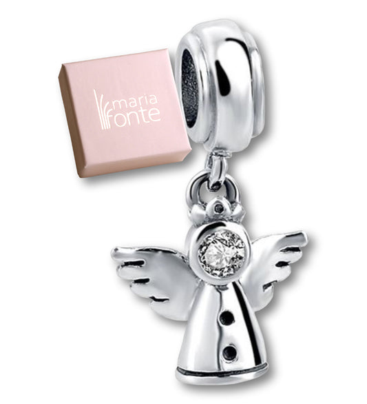 Maria Fonte Bead Charm Ciondolo a Forma di Angelo in Argento 925 con Zirconia Compatibile con Collane e Bracciali Pandora