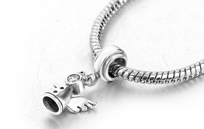 Maria Fonte - Bead Charm Ciondolo a Forma di Angelo in Argento Sterling 925  con Zirconia Cubica, Compatibile con Bracciali e Collane