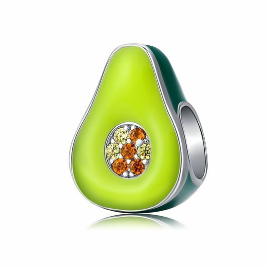 Maria Fonte Bead Charm Ciondolo Avocado Frutto della Passione in Argento 925 con Zirconia Compatibile con Collane e Bracciali Pandora
