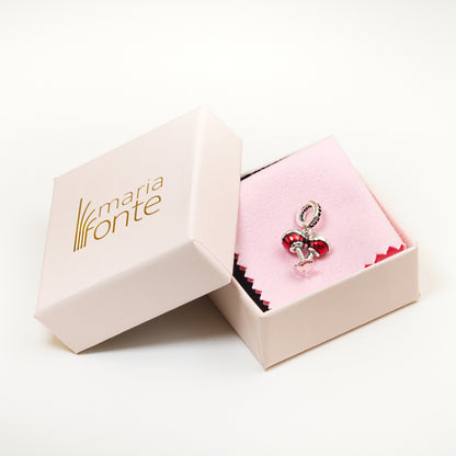 Maria Fonte Bead Charm Ciondolo Calici di Vino in Argento 925 con Zirconia Compatibile con Collane e Bracciali Pandora