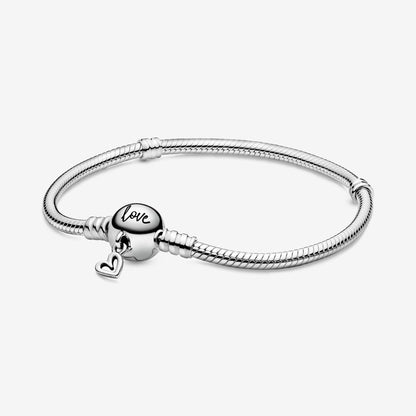 MariaFonte Bracciale Semi-Rigido in Argento 925 con Clip sferica Love Cuoricino Compatibile con Charm Pandora