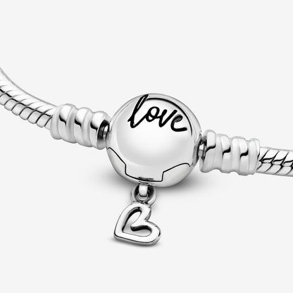 MariaFonte Bracciale Semi-Rigido in Argento 925 con Clip sferica Love Cuoricino Compatibile con Charm Pandora