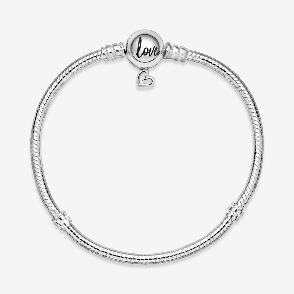 MariaFonte Bracciale Semi-Rigido in Argento 925 con Clip sferica Love Cuoricino Compatibile con Charm Pandora