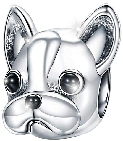 Maria Fonte Bead Charm Ciondolo a Forma di Bulldog Francese in Argento 925 Compatibile con Collane e Bracciali Pandora