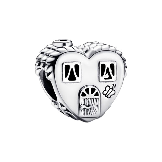 Maria Fonte Bead Charm Casetta Cuore Happy Place Home Famiglia Argento 925 Compatibile con Collane e Bracciali Pandora
